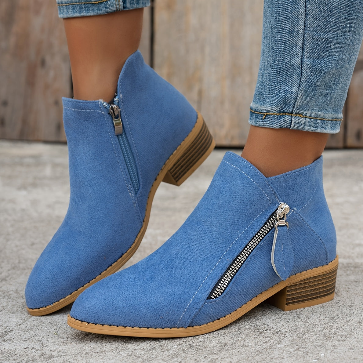 Women's Chelsea Ankle Boots Slip-On Mid Heel Pointed Toe Black White Green Red