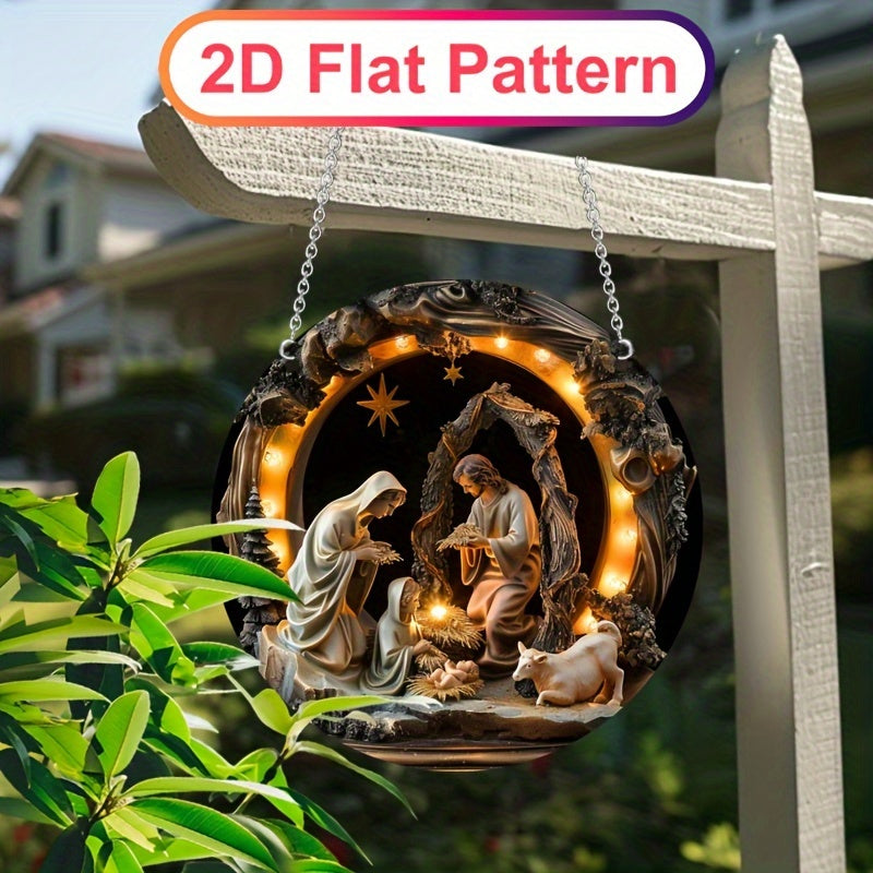 Decoración colgante de escena de Navidad de acrílico 14.99 cm Estilo boho Regalo navideño