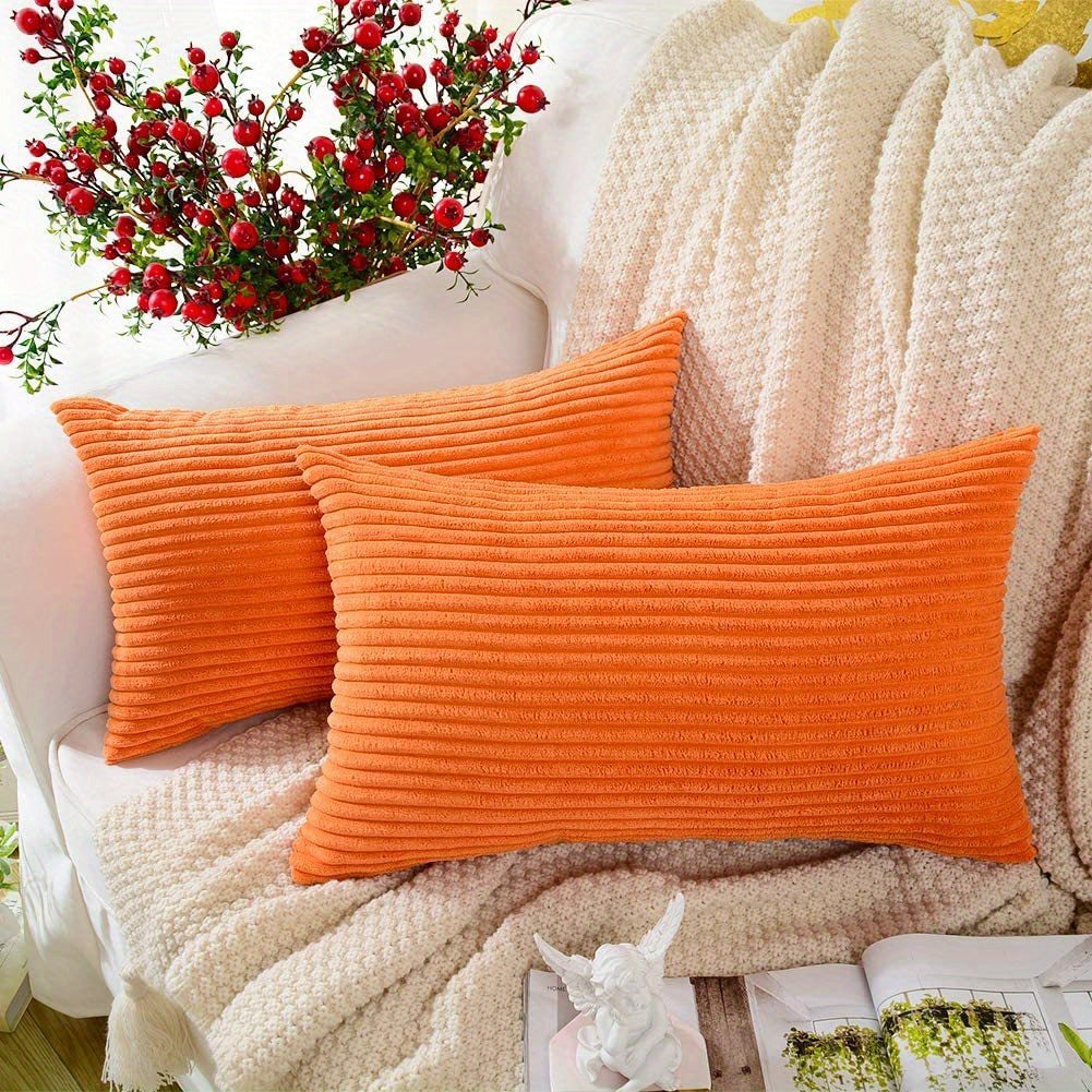 2 Pieces Corduroy Square Cushion Covers Short Plush Home Bedroom Car Living Room Decor