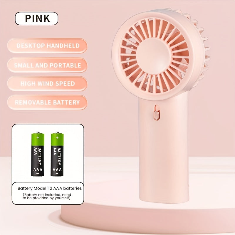 Портативный вентилятор в розовом и белом цвете, работающий на батарейках, идеально подходит для офиса, отдыха на природе, путешествий, кемпинга, чтобы оставаться прохладным