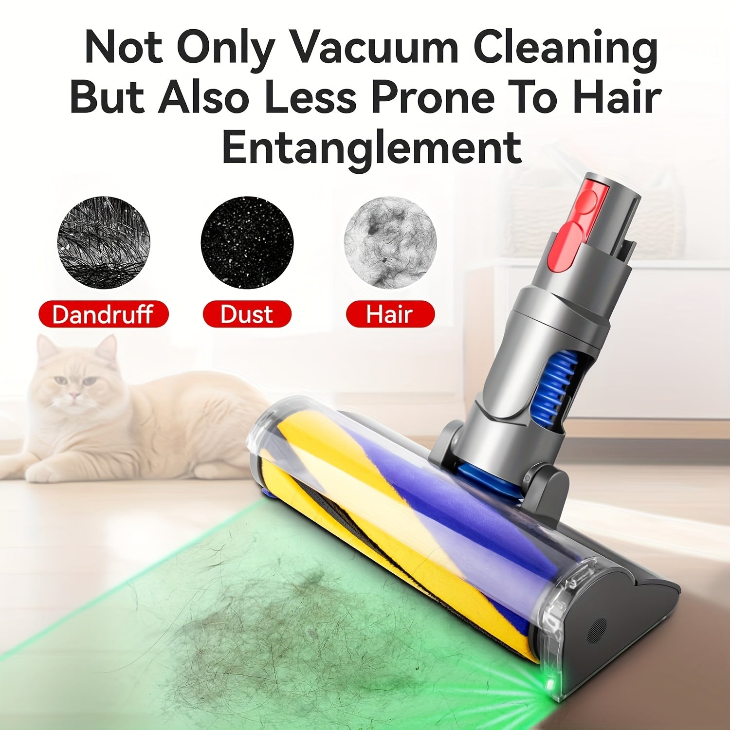 Compatible Vacuum Cleaner Brush Head for Hardwood Floors Red and Blue Bristles