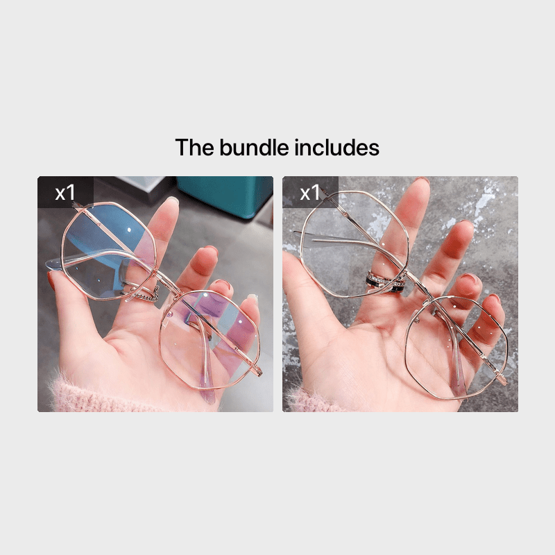 Octagonal Glasses Frame with Personalized Design and Anti-Blue Light Lenses for Internet Celebrities