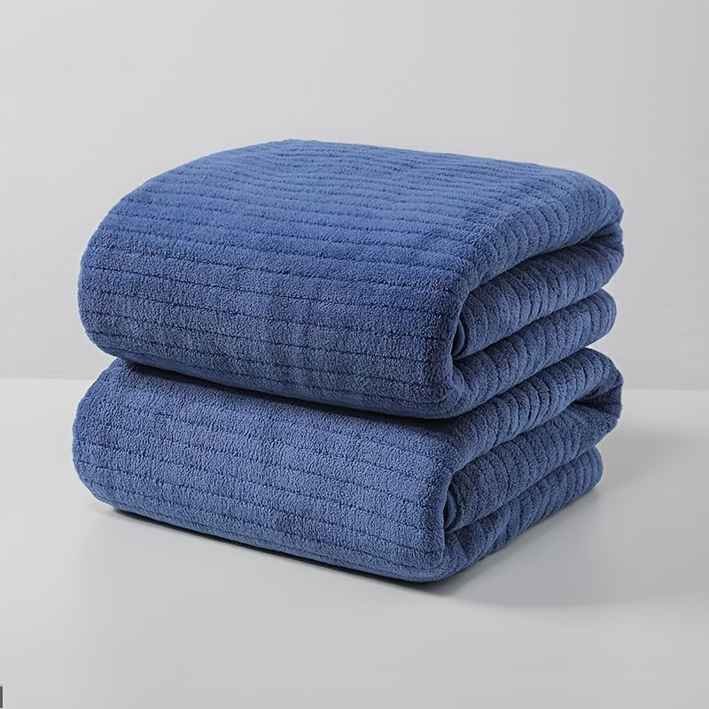 Set of 2 Oversized Microfiber Bath Towels Quick Dry Absorbent Family Use
