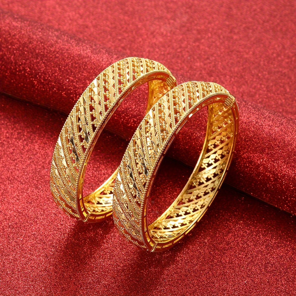 Women’s Gold Plated Alloy Bangle Bracelets with Mosaic Design for Everyday Wear