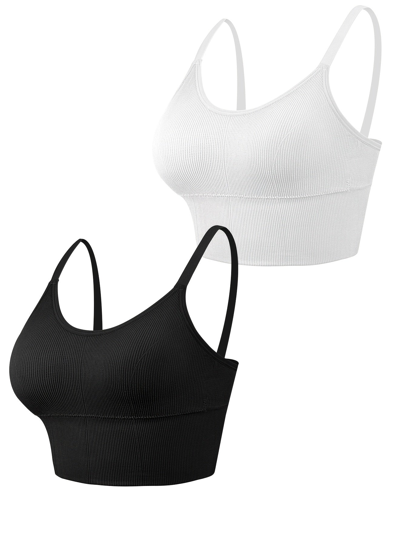 Plus Size Sports Bras Pack Nylon Spandex Ribbed Backless Removable Pads