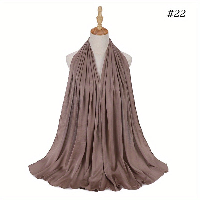 Wrinkled Satin Muslim Hijab Natural Fiber Lightweight Black