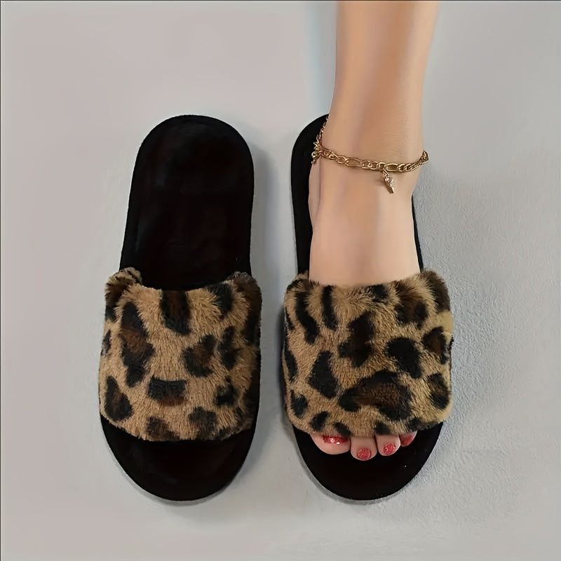 Zapatillas de Leopardo para Mujer, interiores, con tejido cómodo, slip-on, para todas las estaciones