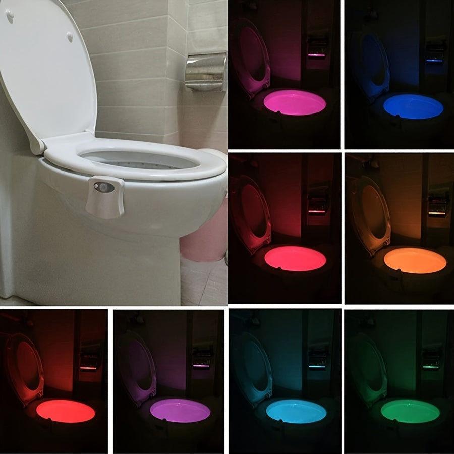 LED Toilet Night Light Motion-Activated 16 Color Wall Mount Battery Operated