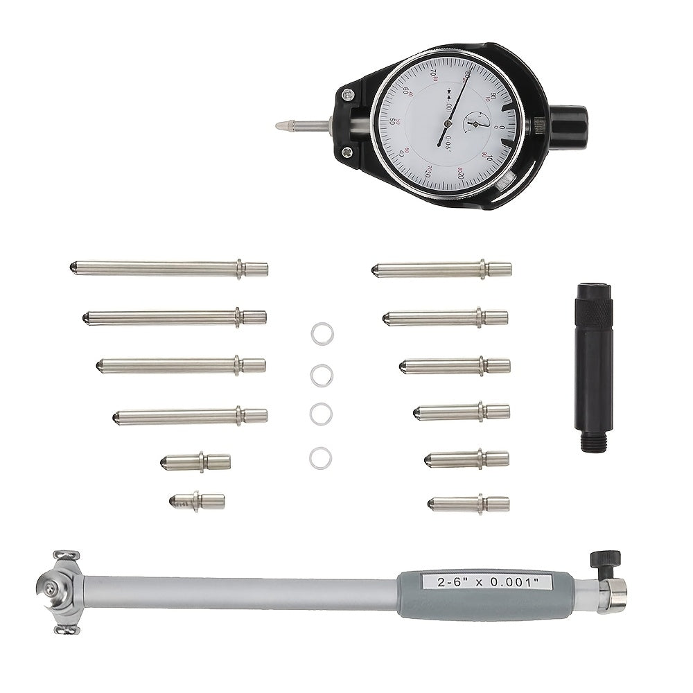 1 dona Temir va Plastik Dial Bore Indikatori, 5.08 sm - 15.24 sm chuqurlik, 0.0 sm aniqlik, to'lovsiz qo'lda ishlash