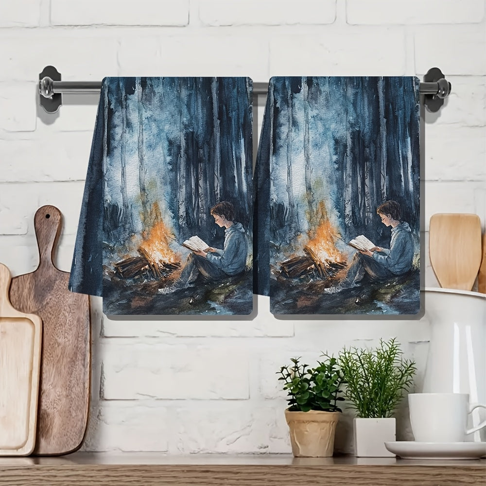 Juego de 2 toallas de cocina ultra suaves con diseño de malvavisco y fantasma 16x24 pulgadas