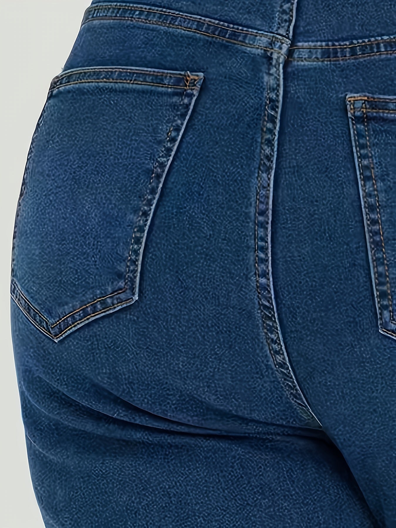 Women's Plus Size Dark Blue High-Waisted Casual Jeans with Stretchy Fabric