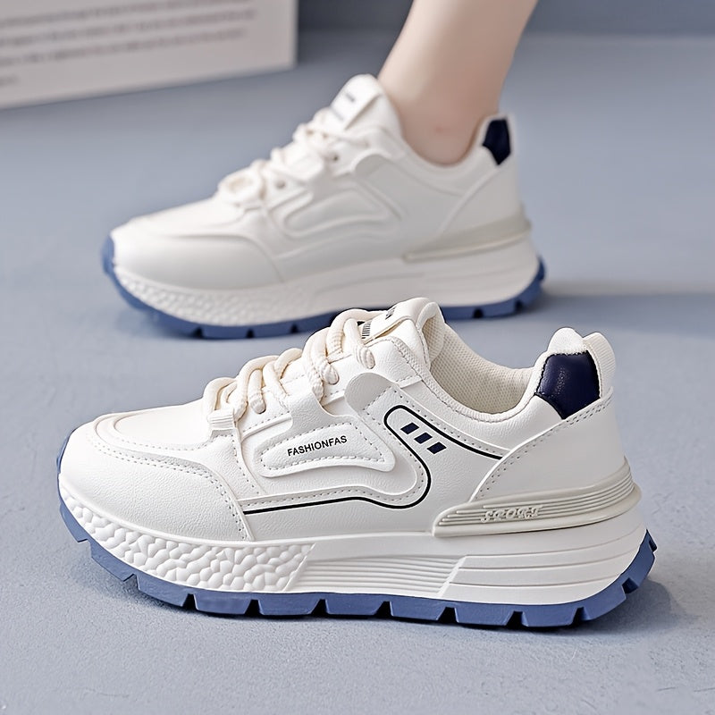 Women's Casual Sports Shoes Thick Sole Lace-up Outdoor Athletic Footwear