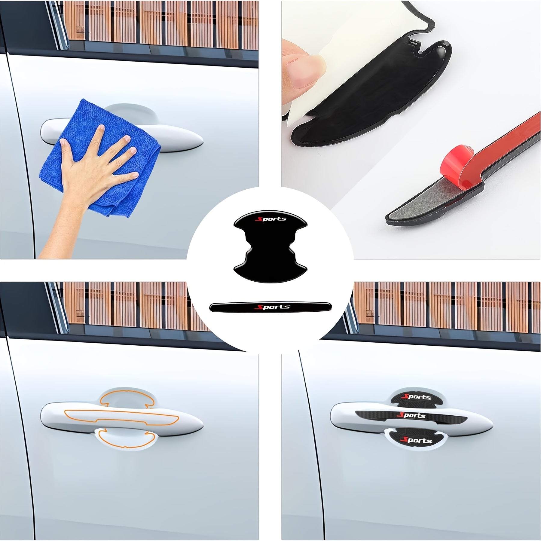 8pcs Car Door Handle Protector Set Durable ABS Anti-Scratch Stickers