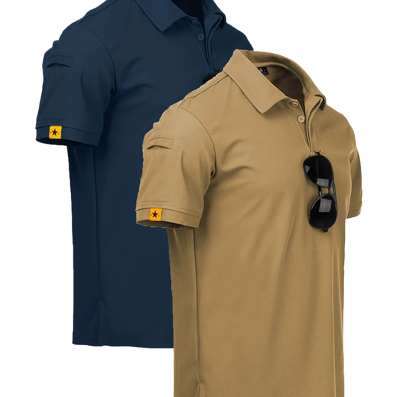 Conjunto de camisa de dos piezas para hombre en verano, poliéster, color sólido, casual, ajuste regular