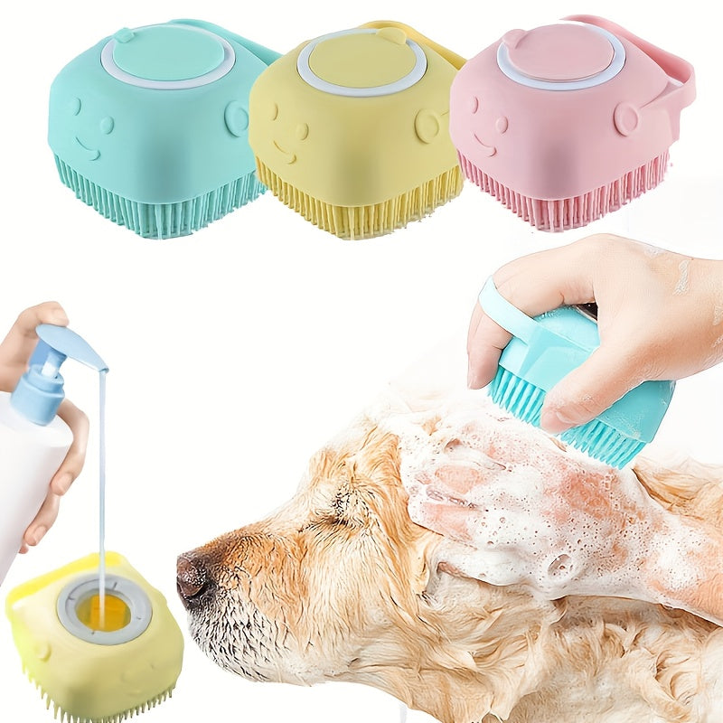 Silicone Pet Shampoo Brush with Storage for Dogs and Cats Grooming