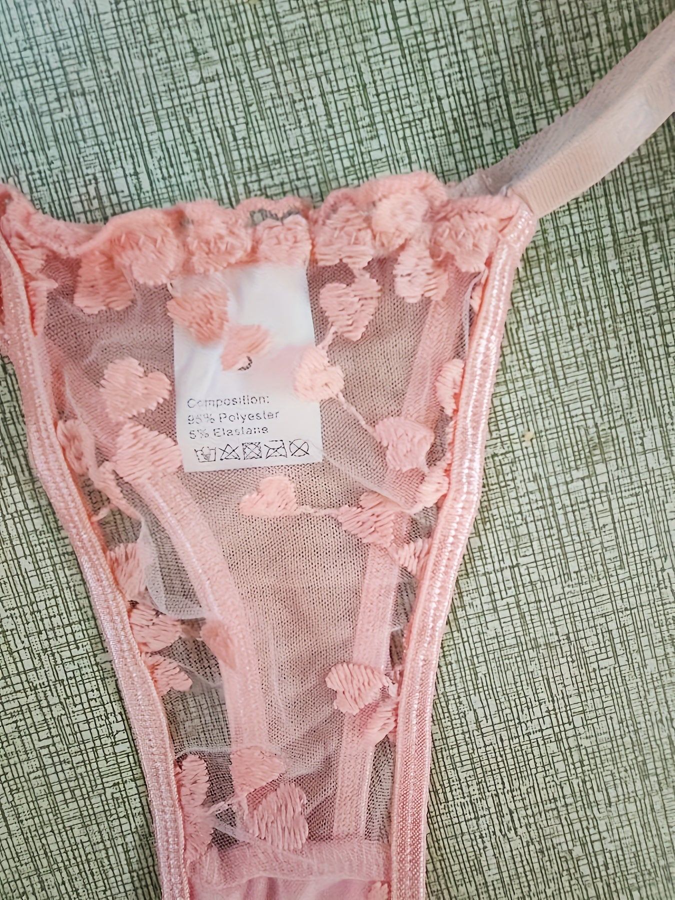 Conjunto de lencería de encaje transparente y coqueto para mujer