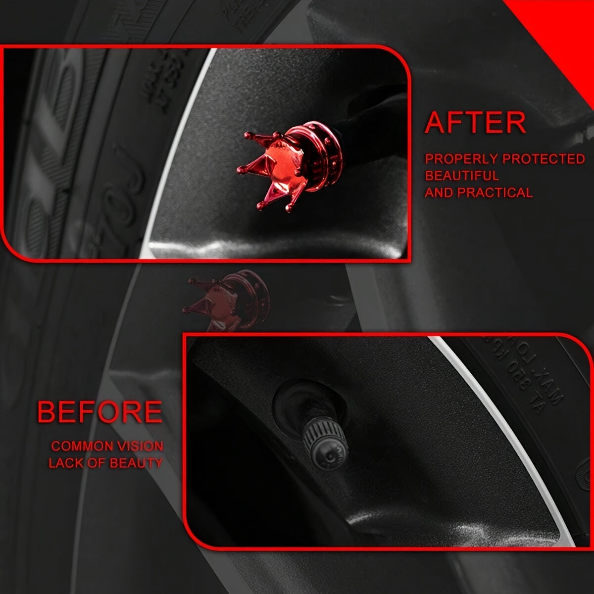 4 Pack Tire Valve Caps Durable Plastic Dust Covers for Cars and Motorcycles