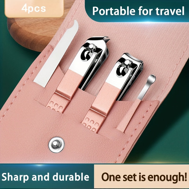 Pink Nail Care Set for Girls with Stainless Steel Tools and Storage Case