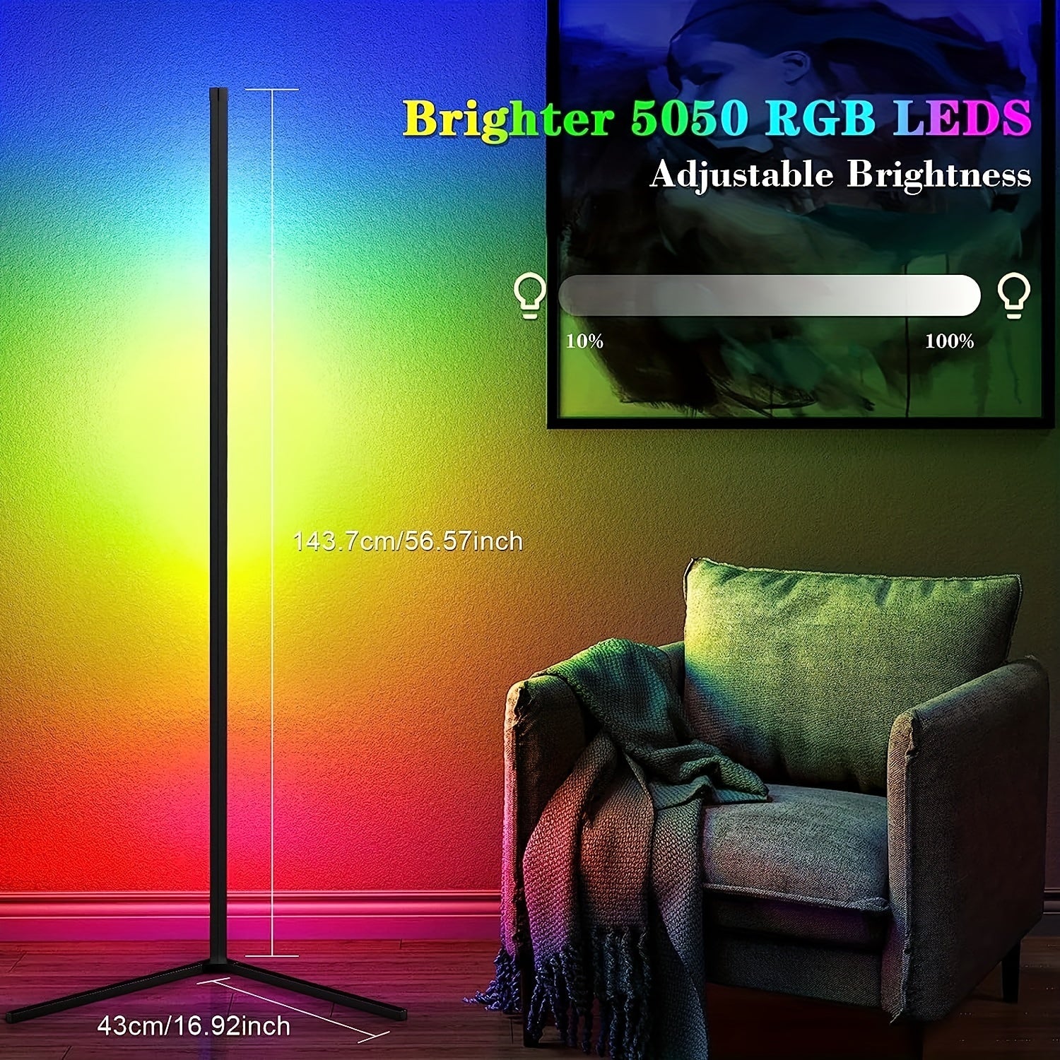 1.5m RGB LED Wall Light with Remote Control Music and Timer