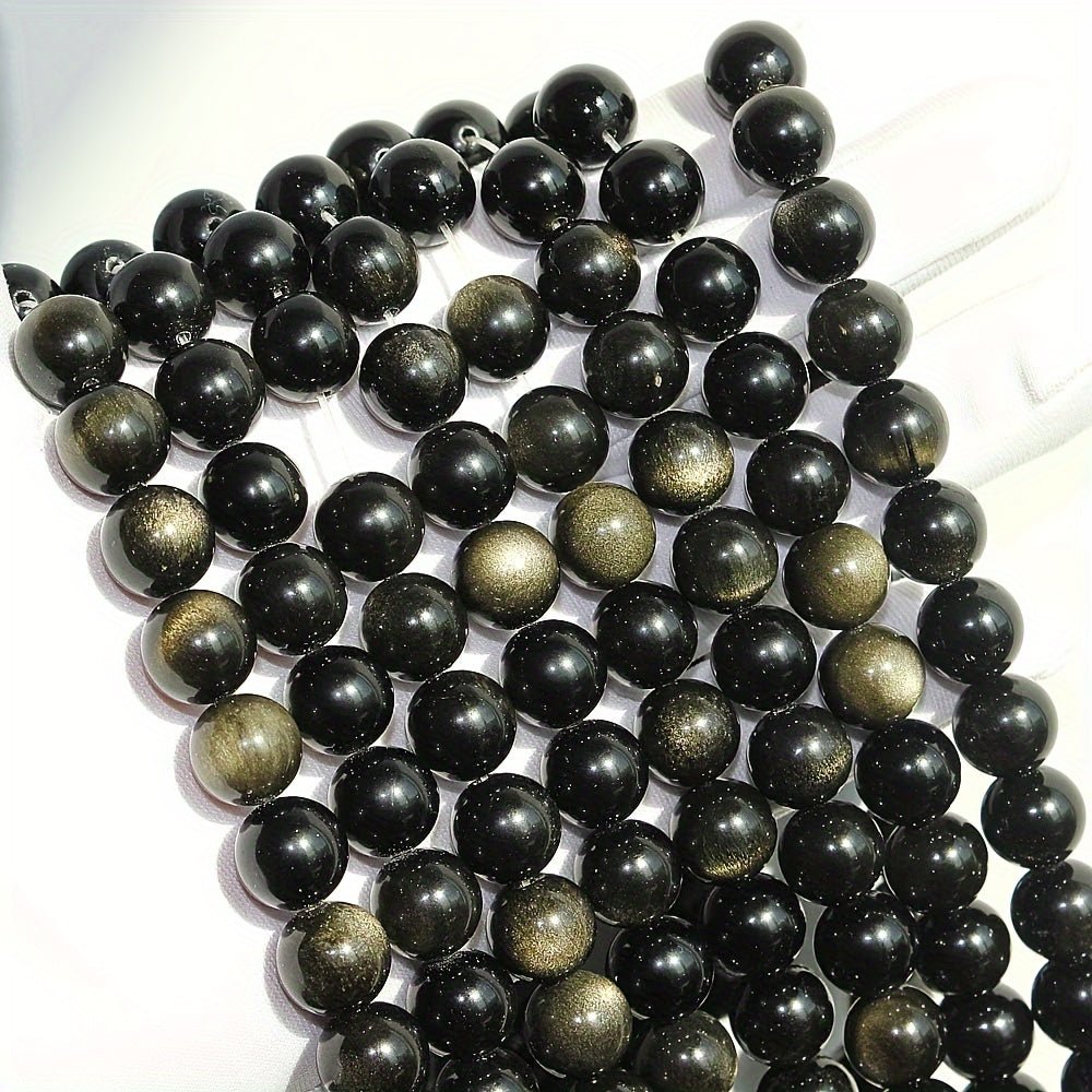 Golden Obsidian Beads Set 8mm Natural Stone Jewelry Making 46 Pieces