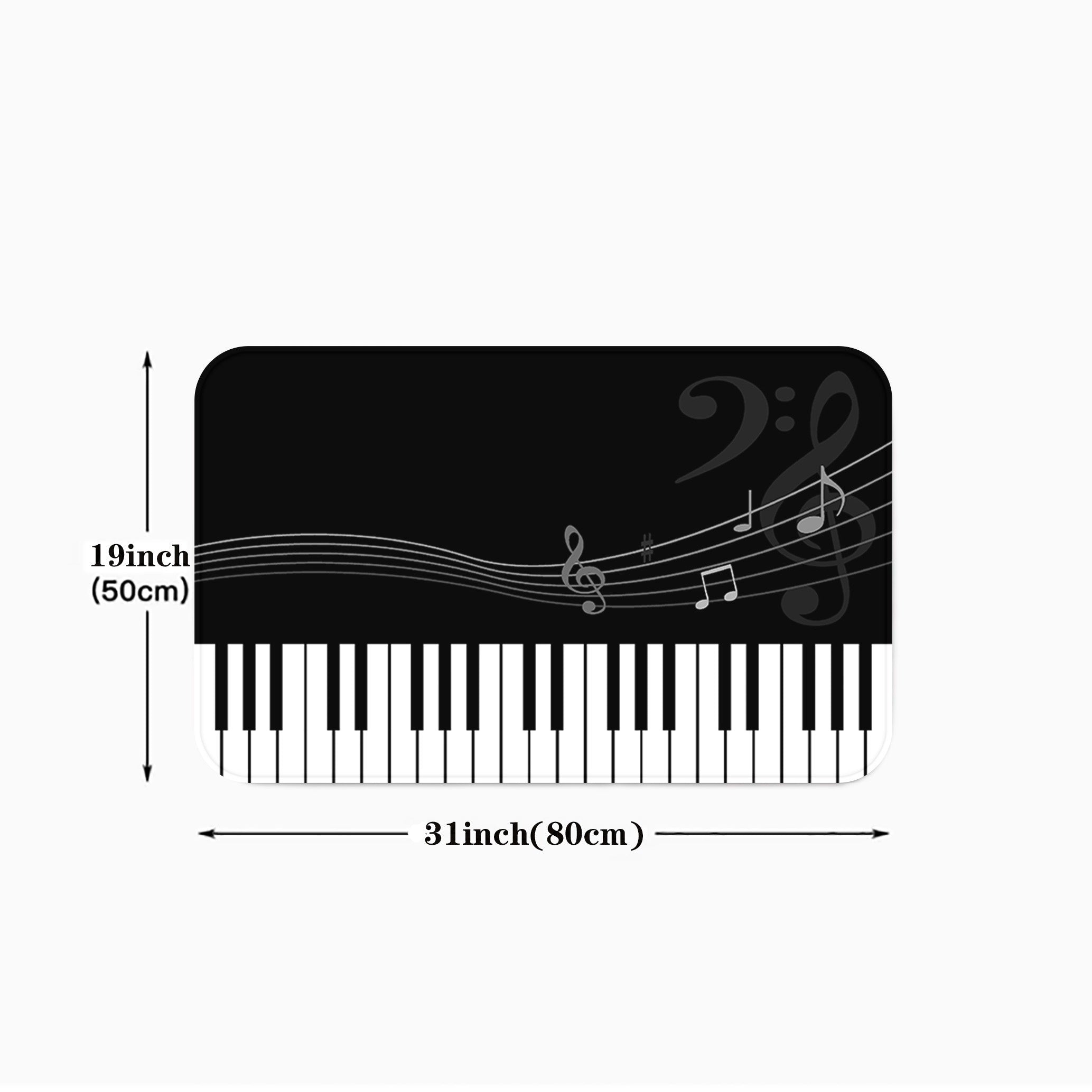 Piano Key Kitchen Floor Mat Non-Slip Waterproof Oil-Proof Soft Flannel