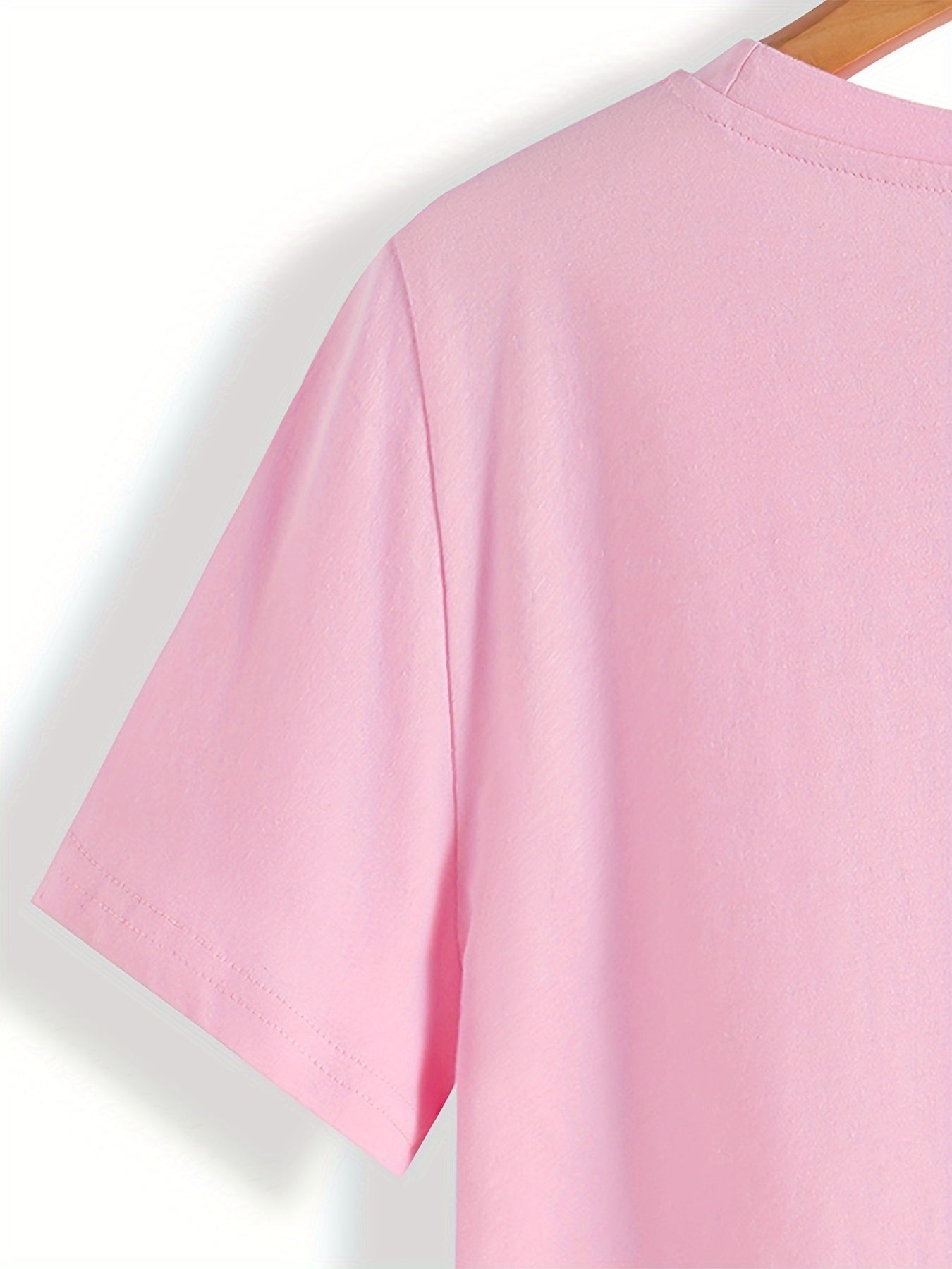 Plus Size Womens Pink Cartoon Graphic T-Shirt Short Sleeve Casual Summer