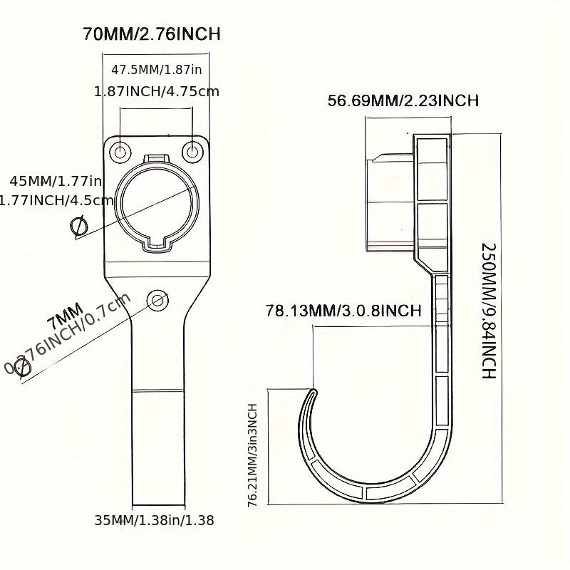 EV Charger Cable Holder SAE J1772 European Standard Charging Cable Organizer Portable EV Cable Hook