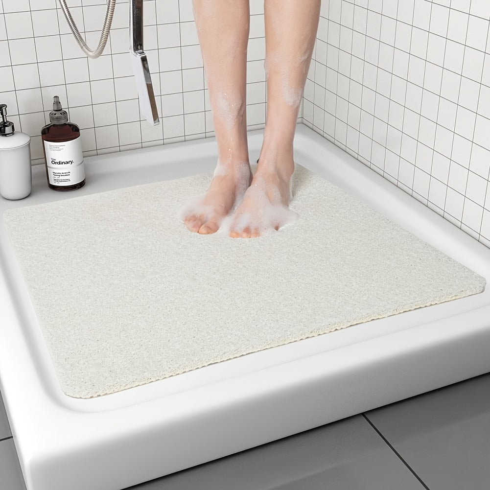 Alfombra antideslizante para baño con base de esponja de lufa y resistente al agua 53,34x53,34cm