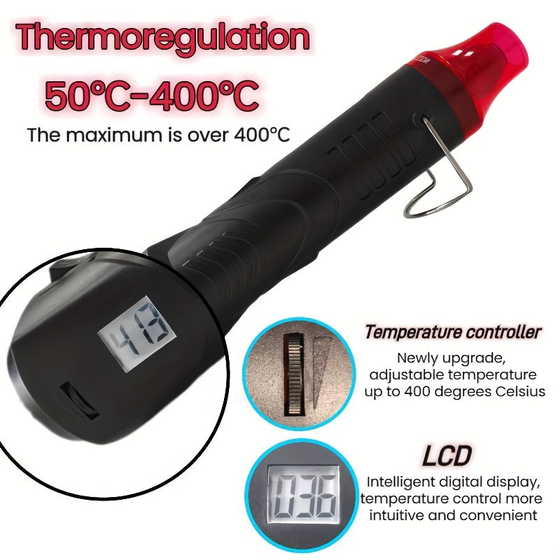 Mini 300W Hot Air Gun with Digital Display for Epoxy Resin Bubble Removal Drying and Shrink Packaging