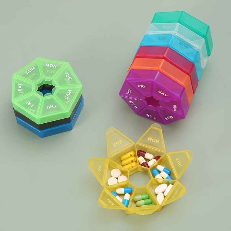 Women's Polypropylene Weekly Pill Organizer Compact 7-Compartment Multi-Color