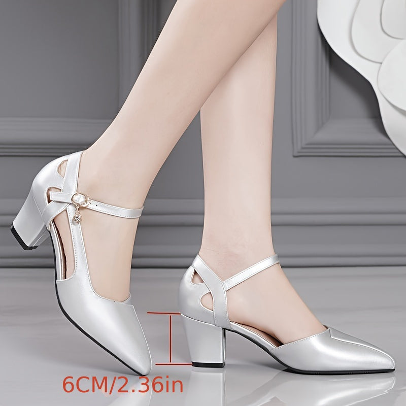 Women's Summer Sandals Heel Toe Strap Hollow Block Shoes