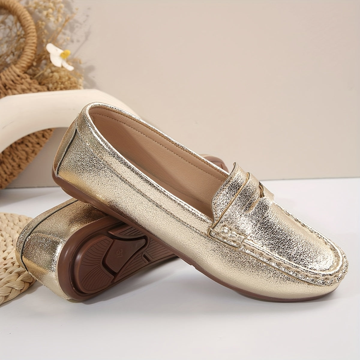 Ayollar uchun Glitter sintetik Mary Jane flats, oson kiyinadigan, dumaloq burchakli, sirpanishga qarshi poyabzal