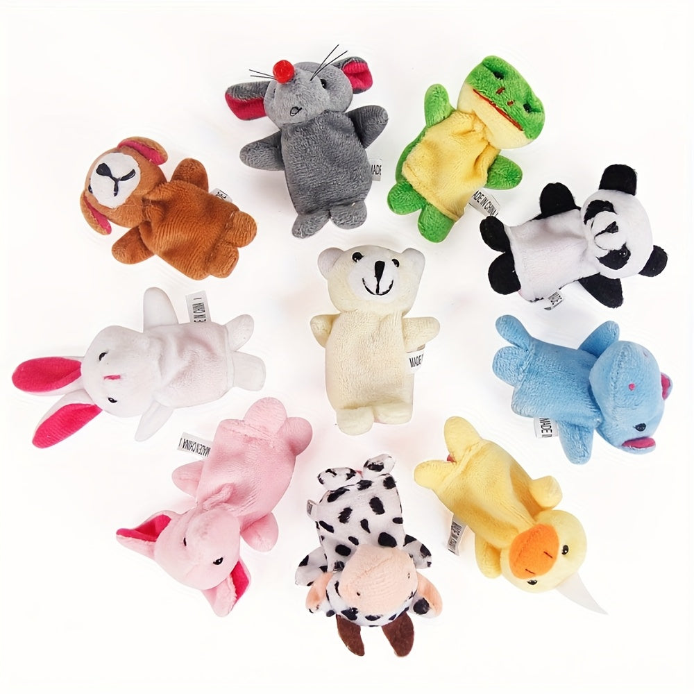 Set of 10 Mini Animal Finger Puppets for Storytelling and Family Fun