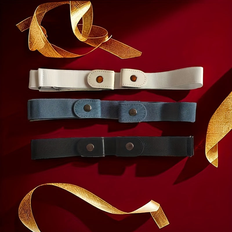 Набор из 3 женских эластичных кожаных ремней, невидимых, для повседневных платьев и пальто