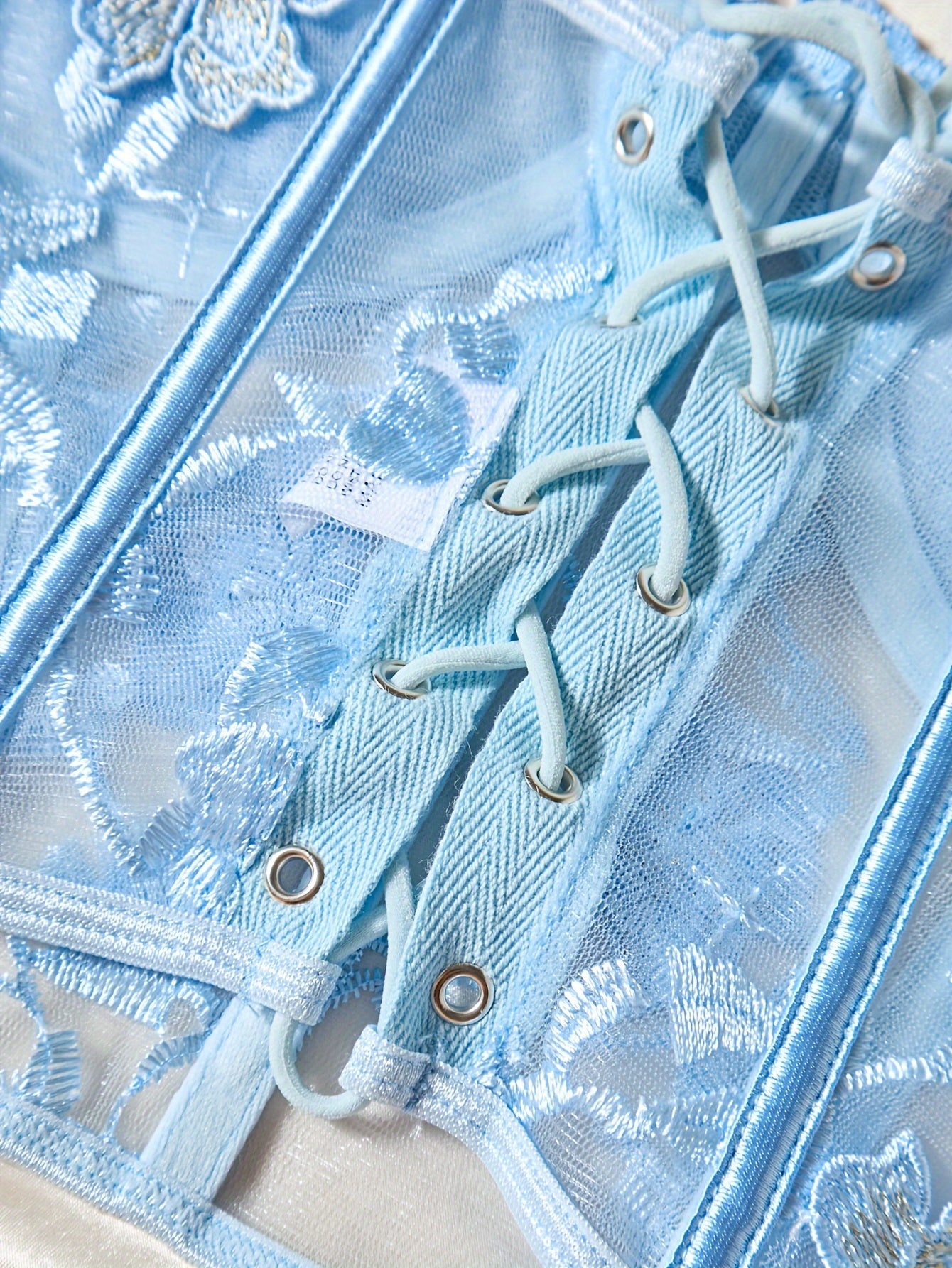 Women's Lace Mesh Lingerie Set with Cross Back Design and Body-Hugging Fit