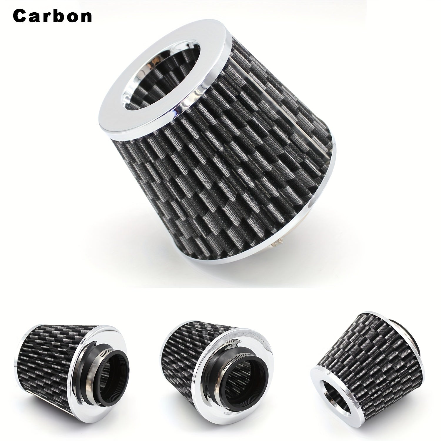 Universal 76mm High Flow Cold Air Intake Filter for Car Engine