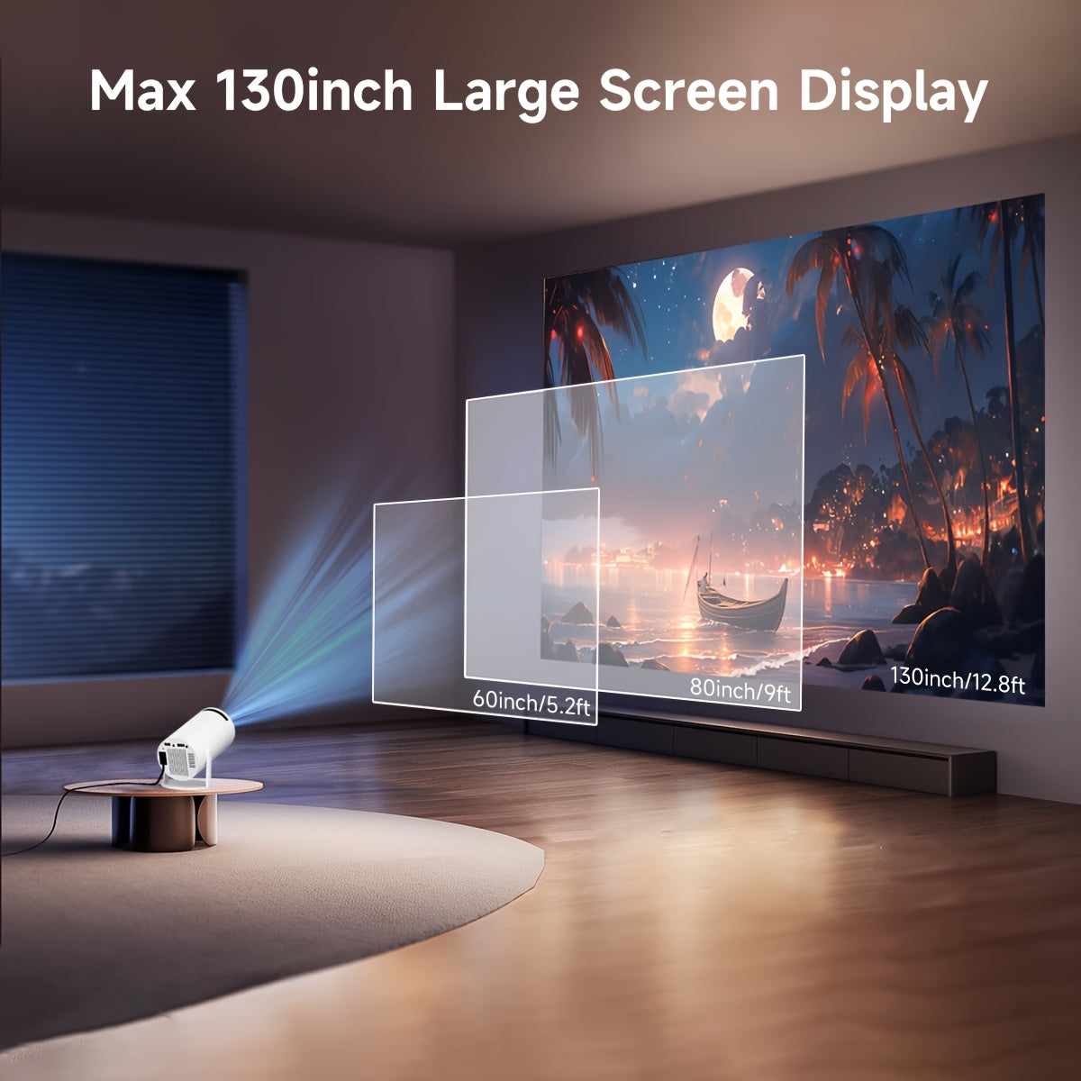 Mini 4K Portable Smart Projector with WiFi6 Auto Correction for Home Office