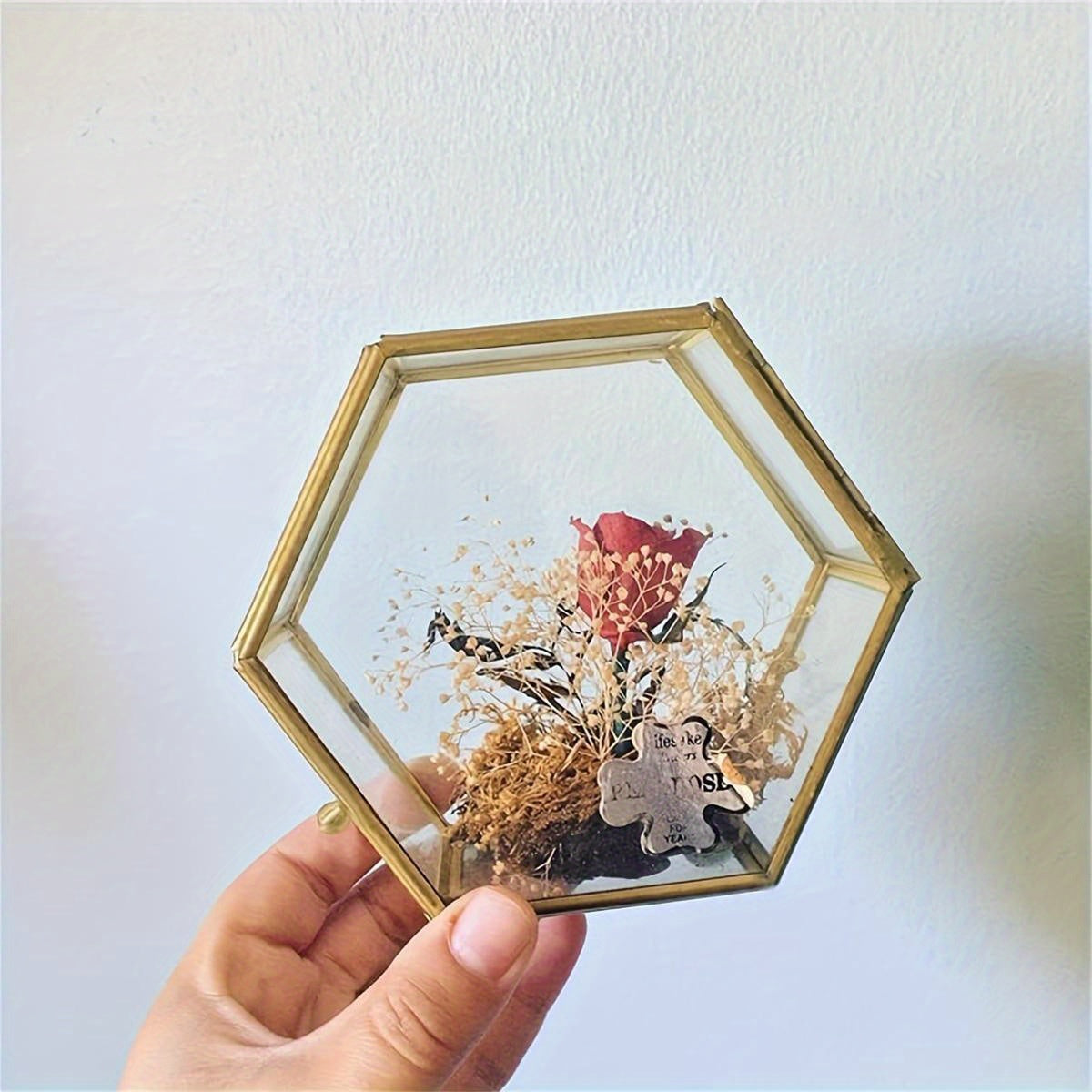 Ретро-шкатулка для украшений из стекла с золотой отделкой для хранения колец, серег, часов