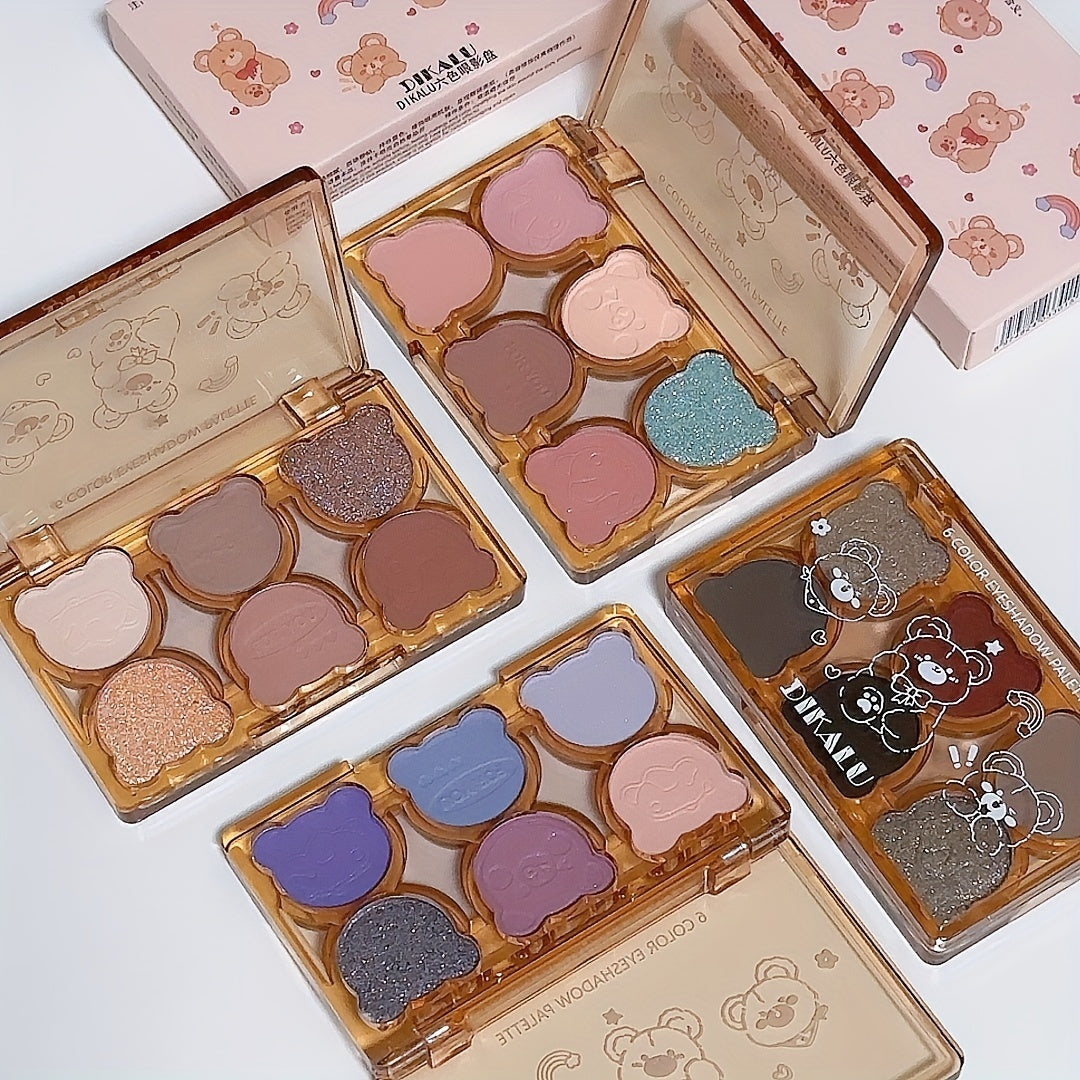 Paleta de sombras de ojos de 6 colores para mujer tonos tierra nude mate y con brillo compacto