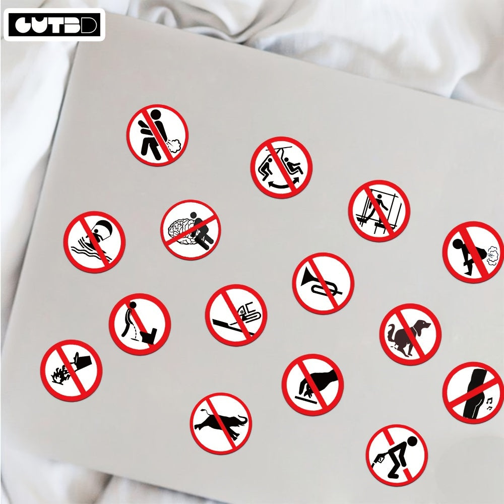 62pcs Waterproof PVC Stickers Cartoon Prohibitory Signs for Laptops Notebooks Phone Cases