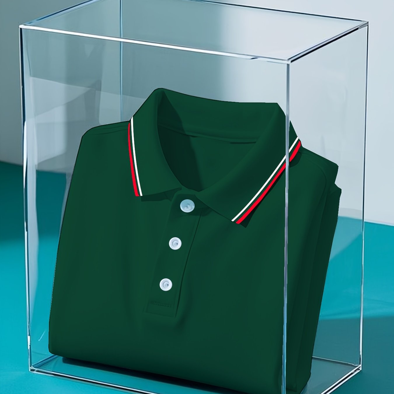 Men's Polyester Solid Color Polo Shirt with Button Casual Business Style