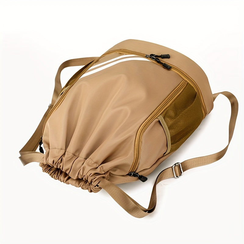 Waterproof Nylon Drawstring Gym Bag with Pockets for Sports and Travel in Multiple Colors