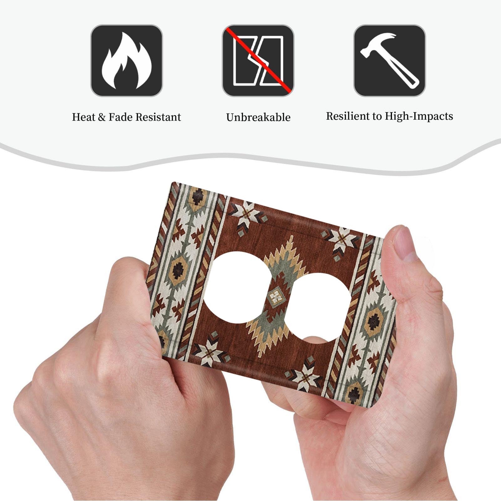 Rustic Tribal Wall Switch Panel Cover Brown Beige White 1Gang 2Gang