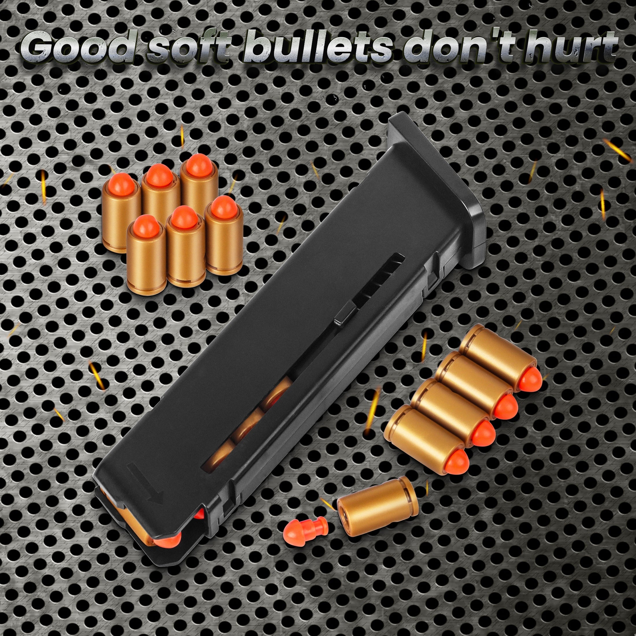 Mixed Colors Reusable Toy Gun Accessories Plastic Shell Casings with Safety Bullets and Quick Load Design