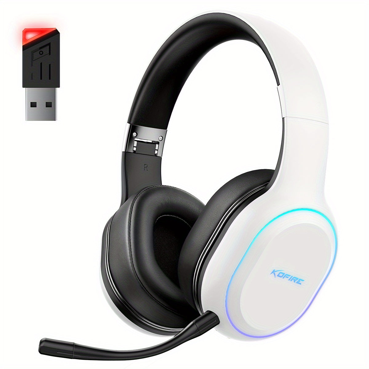 Wireless Gaming Headset 2.4GHz with 30H Playtime, Detachable Mic, 3D Stereo Sound