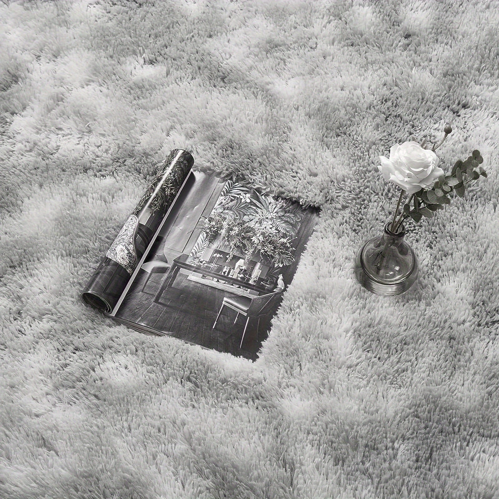 Alfombra de área de felpa con pelo de 5cm de altura, antideslizante, para interior, dormitorio y sala de estar