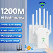 1200Mbps Wi-Fi Extender Dual Band Signal Booster for Up to 35 Devices