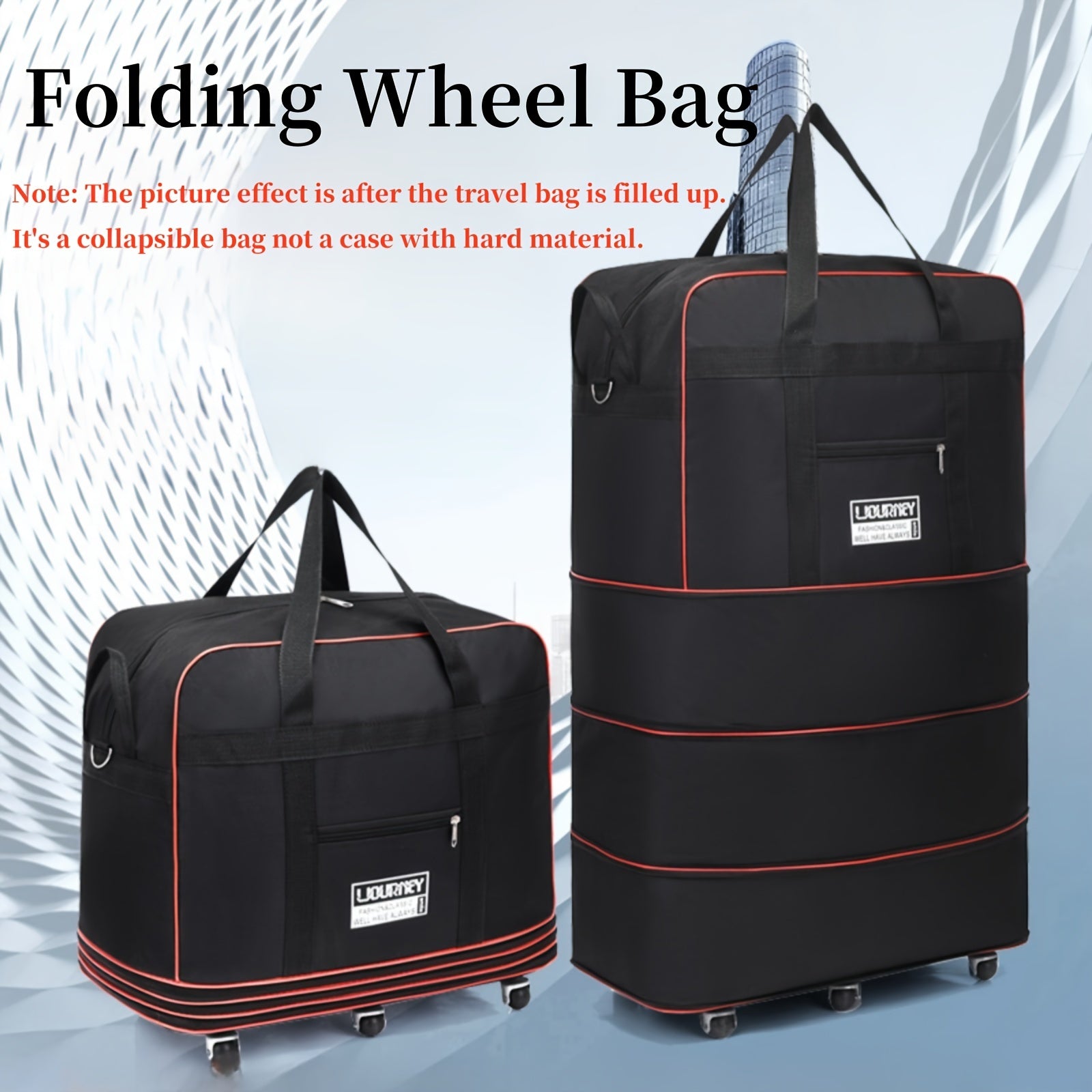 Large Capacity Expandable Wheeled Travel Bag with Anti-Static Spinner Wheels and Oxford Cloth