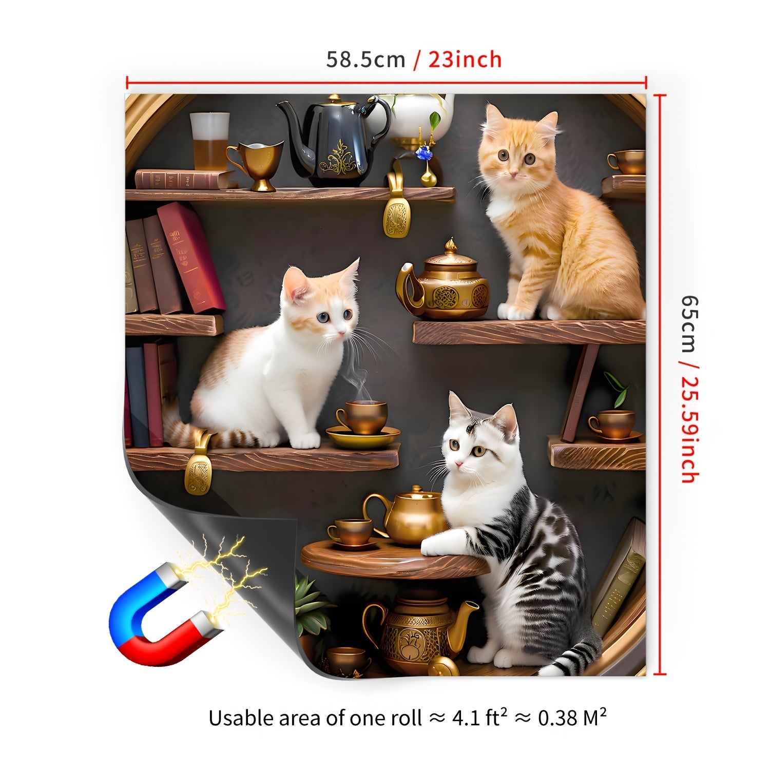 Mushuk mavzusidagi magnitli idishlarni yuvish mashinasining qopqog'i uchun dekali yumshoq vinil stiker, apelsin rangli tabby mushukcha, oshxona dekoratsiyasi