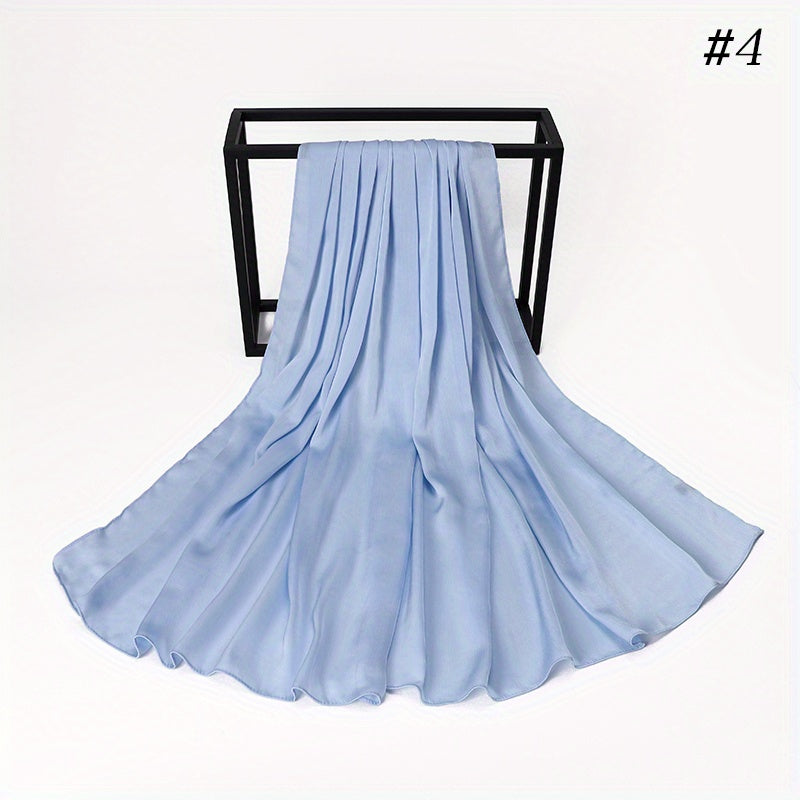 Wrinkled Satin Muslim Hijab Natural Fiber Lightweight Black